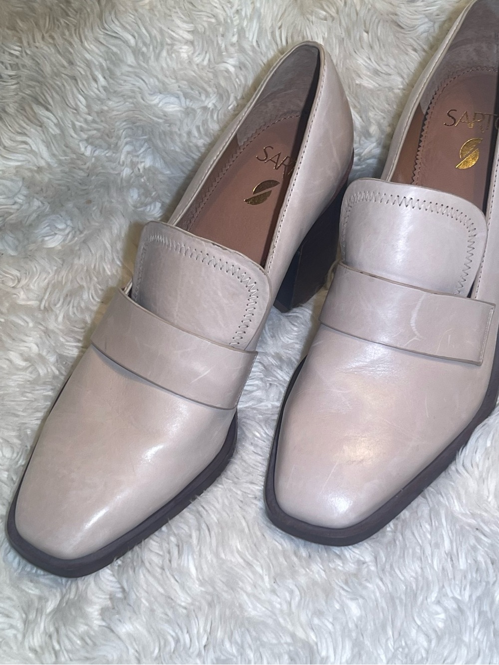 Sarto Renato Women’s Blush Leather Block Heel Loafers size 10 - Picture 9 of 9